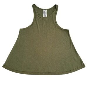 Free People racerback long beach tank top ribbed green flowy swing army Small